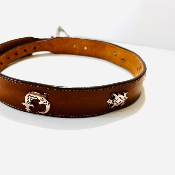 Silver Creek Brown Leather Belt with Silver & Rose Toned Fetishized Size 28 - Picture 6 of 13